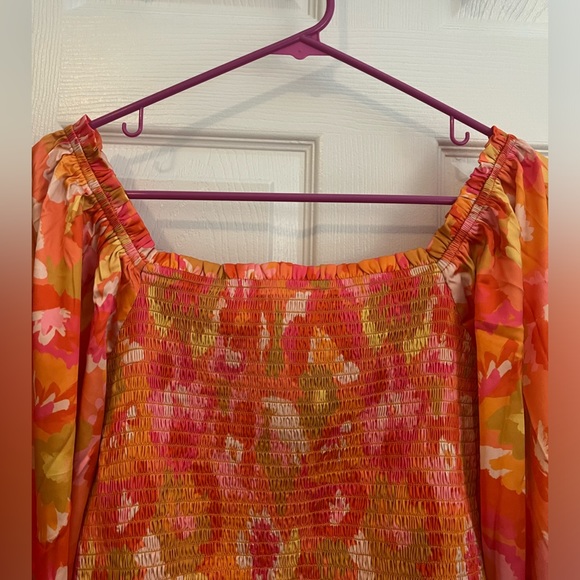 Pink Lily Just A Moment Orange Floral Print Off The Shoulder Blouse - Picture 10 of 11